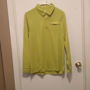 NWT - Mofiz Long Sleeve Green Polo Waffle Design Shirt - Size Medium